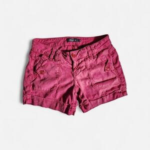 Anthropologie Level 99 Linen Blend Low Rise Shorts Magenta 26 Boho Sustainable